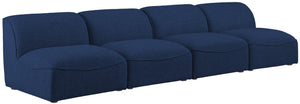 Miramar Linen Textured Fabric / Engineered Wood / Foam Contemporary Navy Durable Linen Textured Modular Sofa - 132" W x 38" D x 28.5" H