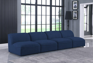 Miramar Linen Textured Fabric / Engineered Wood / Foam Contemporary Navy Durable Linen Textured Modular Sofa - 132" W x 38" D x 28.5" H