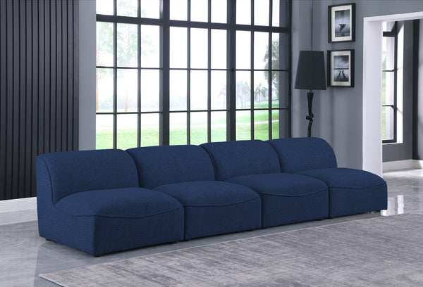 Miramar Linen Textured Fabric / Engineered Wood / Foam Contemporary Navy Durable Linen Textured Modular Sofa - 132" W x 38" D x 28.5" H