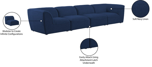 Miramar Linen Textured Fabric / Engineered Wood / Foam Contemporary Navy Durable Linen Textured Modular Sofa - 142" W x 38" D x 28.5" H