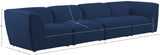 Miramar Linen Textured Fabric / Engineered Wood / Foam Contemporary Navy Durable Linen Textured Modular Sofa - 142" W x 38" D x 28.5" H