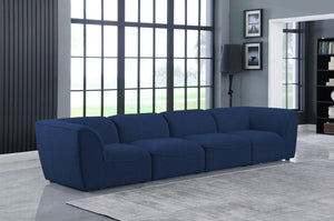 Miramar Linen Textured Fabric / Engineered Wood / Foam Contemporary Navy Durable Linen Textured Modular Sofa - 142" W x 38" D x 28.5" H