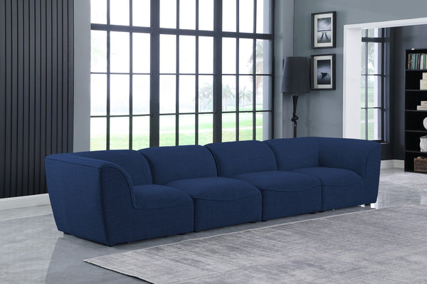 Miramar Linen Textured Fabric / Engineered Wood / Foam Contemporary Navy Durable Linen Textured Modular Sofa - 142" W x 38" D x 28.5" H