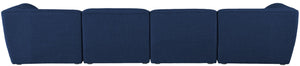Miramar Linen Textured Fabric / Engineered Wood / Foam Contemporary Navy Durable Linen Textured Modular Sofa - 142" W x 38" D x 28.5" H