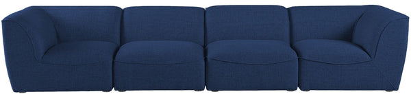 Miramar Linen Textured Fabric / Engineered Wood / Foam Contemporary Navy Durable Linen Textured Modular Sofa - 142" W x 38" D x 28.5" H