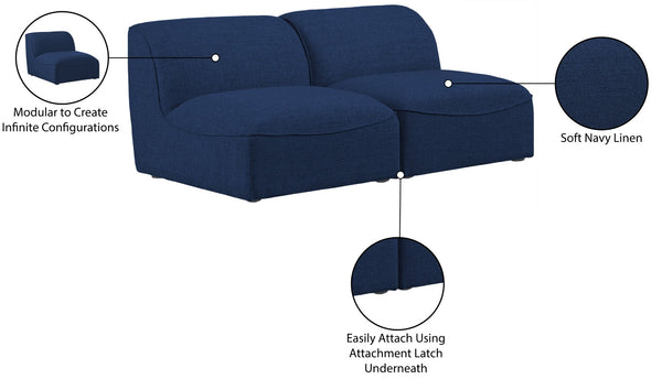 Miramar Linen Textured Fabric / Engineered Wood / Foam Contemporary Navy Durable Linen Textured Modular Sofa - 66" W x 38" D x 28.5" H