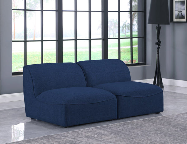 Miramar Linen Textured Fabric / Engineered Wood / Foam Contemporary Navy Durable Linen Textured Modular Sofa - 66" W x 38" D x 28.5" H
