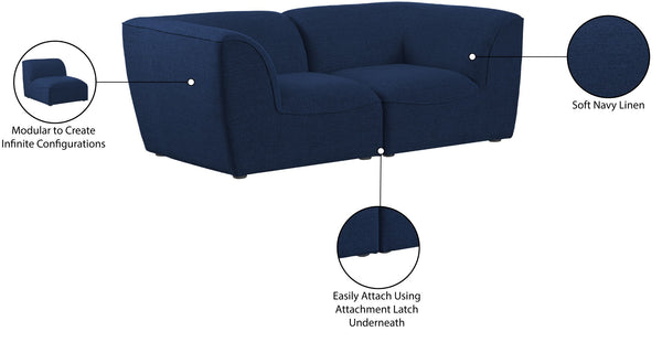 Miramar Linen Textured Fabric / Engineered Wood / Foam Contemporary Navy Durable Linen Textured Modular Sofa - 76" W x 38" D x 28.5" H