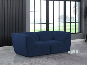 Miramar Linen Textured Fabric / Engineered Wood / Foam Contemporary Navy Durable Linen Textured Modular Sofa - 76" W x 38" D x 28.5" H
