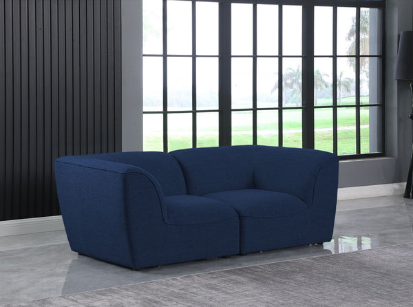 Miramar Linen Textured Fabric / Engineered Wood / Foam Contemporary Navy Durable Linen Textured Modular Sofa - 76" W x 38" D x 28.5" H