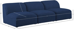 Miramar Linen Textured Fabric / Engineered Wood / Foam Contemporary Navy Durable Linen Textured Modular Sofa - 99" W x 38" D x 28.5" H