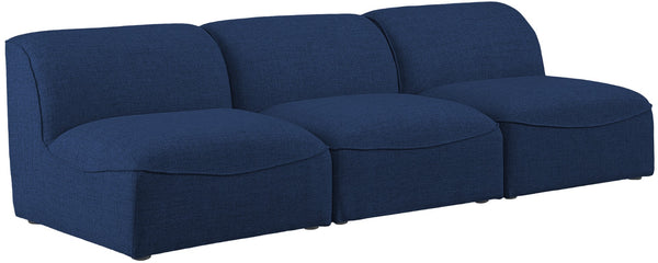 Miramar Linen Textured Fabric / Engineered Wood / Foam Contemporary Navy Durable Linen Textured Modular Sofa - 99" W x 38" D x 28.5" H