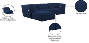 Miramar Linen Textured Fabric / Engineered Wood / Foam Contemporary Navy Durable Linen Textured Modular Sectional - 109" W x 73" D x 28.5" H