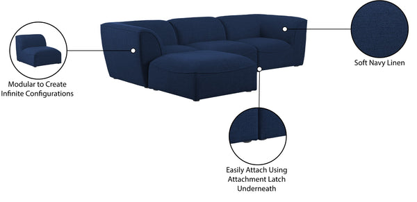 Miramar Linen Textured Fabric / Engineered Wood / Foam Contemporary Navy Durable Linen Textured Modular Sectional - 109" W x 73" D x 28.5" H