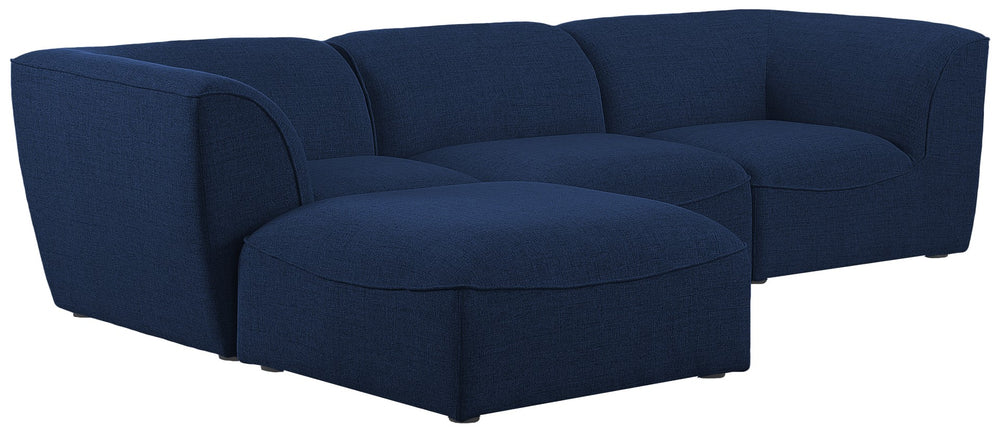 Miramar Linen Textured Fabric / Engineered Wood / Foam Contemporary Navy Durable Linen Textured Modular Sectional - 109" W x 73" D x 28.5" H