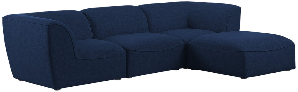Miramar Linen Textured Fabric / Engineered Wood / Foam Contemporary Navy Durable Linen Textured Modular Sectional - 109" W x 73" D x 28.5" H