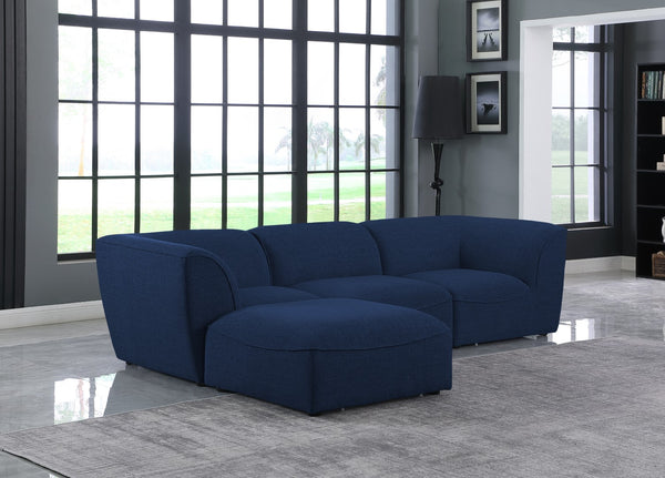Miramar Linen Textured Fabric / Engineered Wood / Foam Contemporary Navy Durable Linen Textured Modular Sectional - 109" W x 73" D x 28.5" H