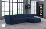 Miramar Linen Textured Fabric / Engineered Wood / Foam Contemporary Navy Durable Linen Textured Modular Sectional - 109" W x 73" D x 28.5" H