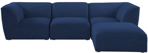 Miramar Linen Textured Fabric / Engineered Wood / Foam Contemporary Navy Durable Linen Textured Modular Sectional - 109" W x 73" D x 28.5" H