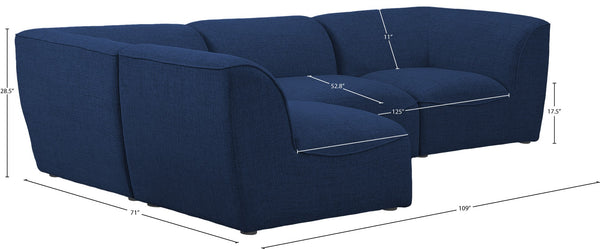Miramar Linen Textured Fabric / Engineered Wood / Foam Contemporary Navy Durable Linen Textured Modular Sectional - 109" W x 71" D x 28.5" H