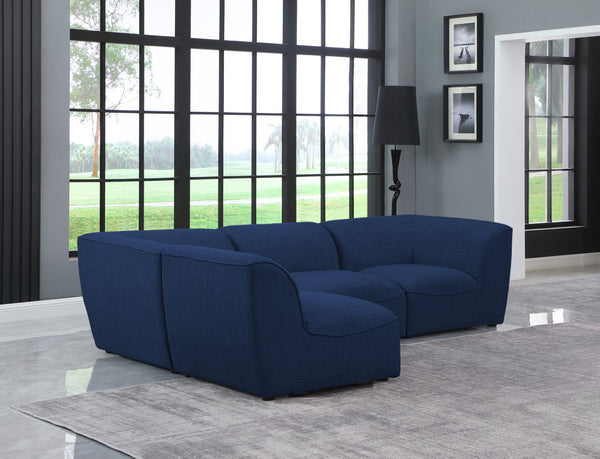 Miramar Linen Textured Fabric / Engineered Wood / Foam Contemporary Navy Durable Linen Textured Modular Sectional - 109" W x 71" D x 28.5" H