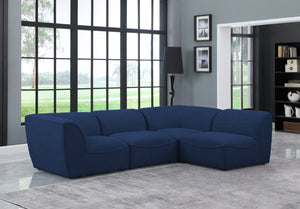 Miramar Linen Textured Fabric / Engineered Wood / Foam Contemporary Navy Durable Linen Textured Modular Sectional - 109" W x 71" D x 28.5" H