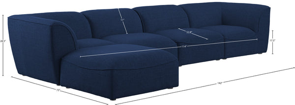 Miramar Linen Textured Fabric / Engineered Wood / Foam Contemporary Navy Durable Linen Textured Modular Sectional - 142" W x 73" D x 28.5" H