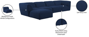 Miramar Linen Textured Fabric / Engineered Wood / Foam Contemporary Navy Durable Linen Textured Modular Sectional - 142" W x 73" D x 28.5" H