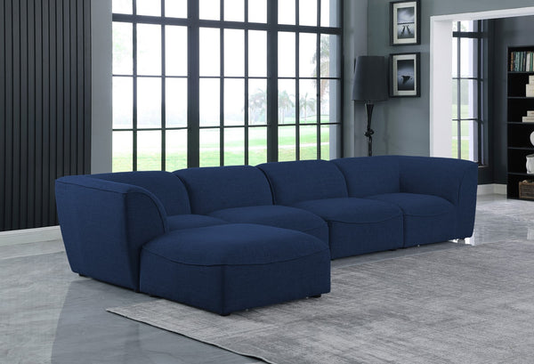 Miramar Linen Textured Fabric / Engineered Wood / Foam Contemporary Navy Durable Linen Textured Modular Sectional - 142" W x 73" D x 28.5" H