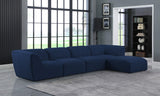 Miramar Linen Textured Fabric / Engineered Wood / Foam Contemporary Navy Durable Linen Textured Modular Sectional - 142" W x 73" D x 28.5" H