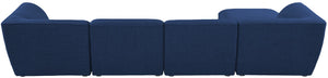 Miramar Linen Textured Fabric / Engineered Wood / Foam Contemporary Navy Durable Linen Textured Modular Sectional - 142" W x 73" D x 28.5" H