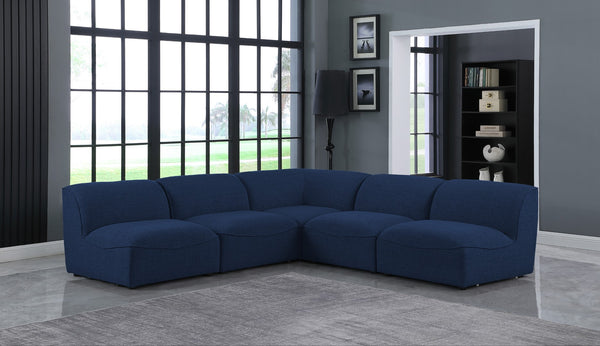 Miramar Linen Textured Fabric / Engineered Wood / Foam Contemporary Navy Durable Linen Textured Modular Sectional - 104" W x 104" D x 28.5" H