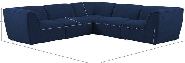 Miramar Linen Textured Fabric / Engineered Wood / Foam Contemporary Navy Durable Linen Textured Modular Sectional - 109" W x 109" D x 28.5" H