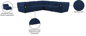 Miramar Linen Textured Fabric / Engineered Wood / Foam Contemporary Navy Durable Linen Textured Modular Sectional - 109" W x 109" D x 28.5" H