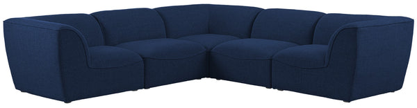 Miramar Linen Textured Fabric / Engineered Wood / Foam Contemporary Navy Durable Linen Textured Modular Sectional - 109" W x 109" D x 28.5" H