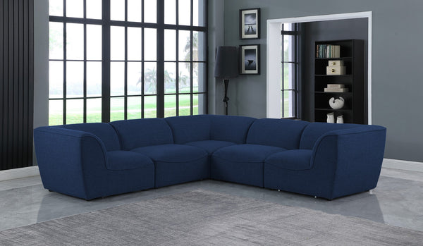 Miramar Linen Textured Fabric / Engineered Wood / Foam Contemporary Navy Durable Linen Textured Modular Sectional - 109" W x 109" D x 28.5" H