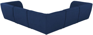 Miramar Linen Textured Fabric / Engineered Wood / Foam Contemporary Navy Durable Linen Textured Modular Sectional - 109" W x 109" D x 28.5" H