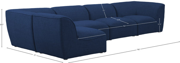 Miramar Linen Textured Fabric / Engineered Wood / Foam Contemporary Navy Durable Linen Textured Modular Sectional - 142" W x 71" D x 28.5" H