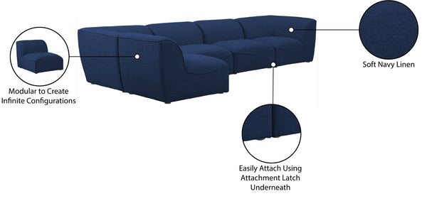 Miramar Linen Textured Fabric / Engineered Wood / Foam Contemporary Navy Durable Linen Textured Modular Sectional - 142" W x 71" D x 28.5" H
