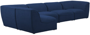 Miramar Linen Textured Fabric / Engineered Wood / Foam Contemporary Navy Durable Linen Textured Modular Sectional - 142" W x 71" D x 28.5" H