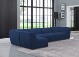 Miramar Linen Textured Fabric / Engineered Wood / Foam Contemporary Navy Durable Linen Textured Modular Sectional - 142" W x 71" D x 28.5" H