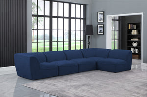 Miramar Linen Textured Fabric / Engineered Wood / Foam Contemporary Navy Durable Linen Textured Modular Sectional - 142" W x 71" D x 28.5" H