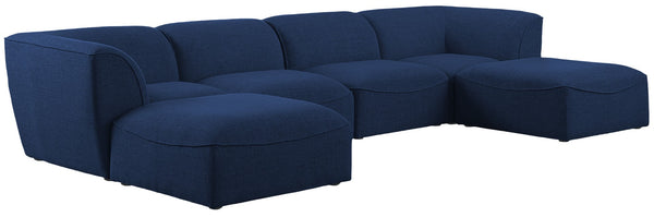 Miramar Linen Textured Fabric / Engineered Wood / Foam Contemporary Navy Durable Linen Textured Modular Sectional - 142" W x 73" D x 28.5" H
