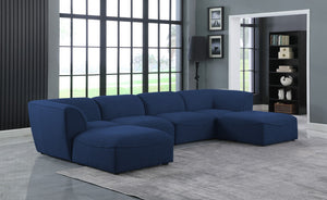 Miramar Linen Textured Fabric / Engineered Wood / Foam Contemporary Navy Durable Linen Textured Modular Sectional - 142" W x 73" D x 28.5" H