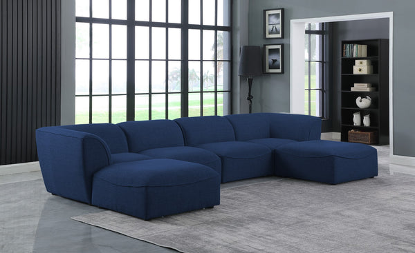 Miramar Linen Textured Fabric / Engineered Wood / Foam Contemporary Navy Durable Linen Textured Modular Sectional - 142" W x 73" D x 28.5" H