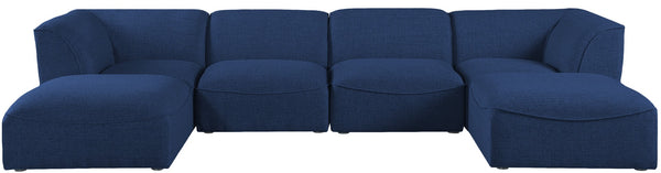 Miramar Linen Textured Fabric / Engineered Wood / Foam Contemporary Navy Durable Linen Textured Modular Sectional - 142" W x 73" D x 28.5" H