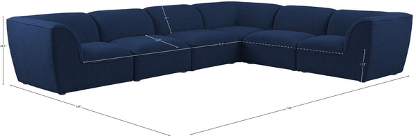 Miramar Linen Textured Fabric / Engineered Wood / Foam Contemporary Navy Durable Linen Textured Modular Sectional - 142" W x 109" D x 28.5" H