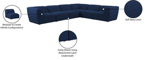 Miramar Linen Textured Fabric / Engineered Wood / Foam Contemporary Navy Durable Linen Textured Modular Sectional - 142" W x 109" D x 28.5" H