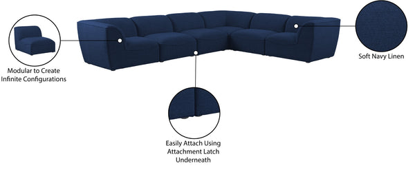 Miramar Linen Textured Fabric / Engineered Wood / Foam Contemporary Navy Durable Linen Textured Modular Sectional - 142" W x 109" D x 28.5" H