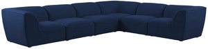 Miramar Linen Textured Fabric / Engineered Wood / Foam Contemporary Navy Durable Linen Textured Modular Sectional - 142" W x 109" D x 28.5" H